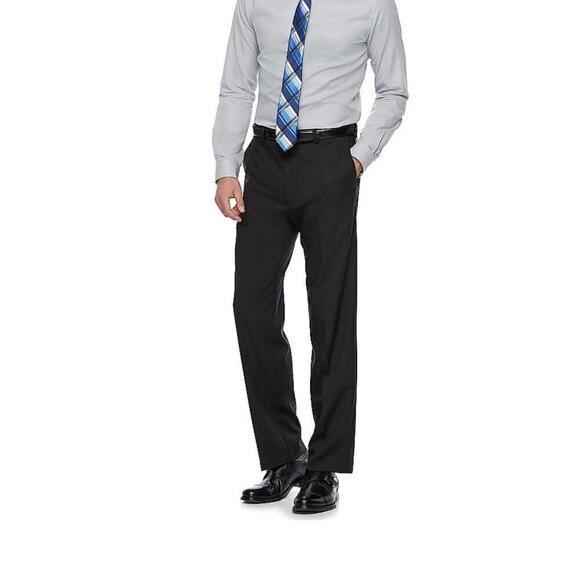 Men's Haggar Dress Pants Cool 18 Pro 40x29 Black classic fit - Picture 1 of 10
